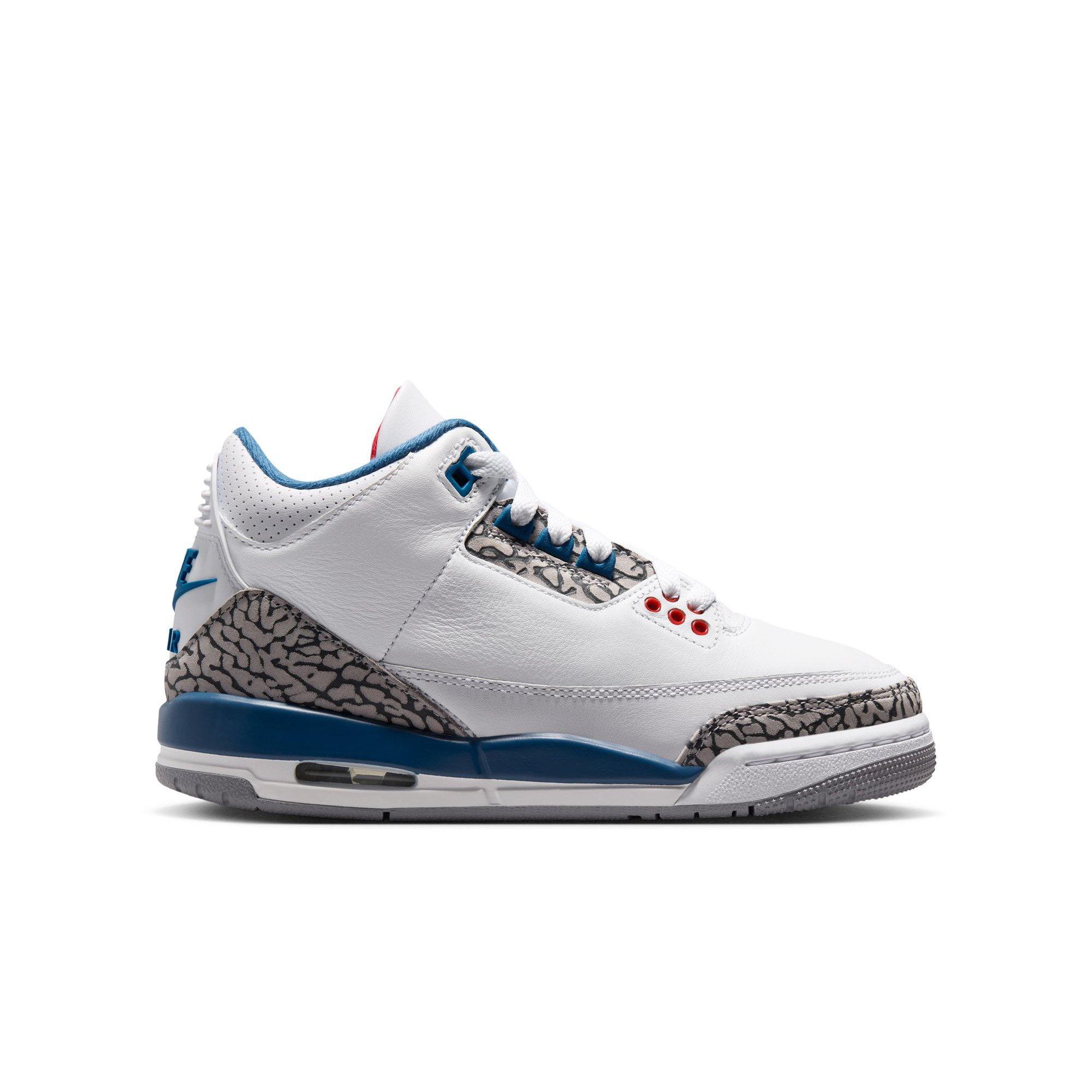 Jordan 3 Retro "True Blue" Grade School Kids' Shoe - WHITE/FIRE RED/TRUE BLUE